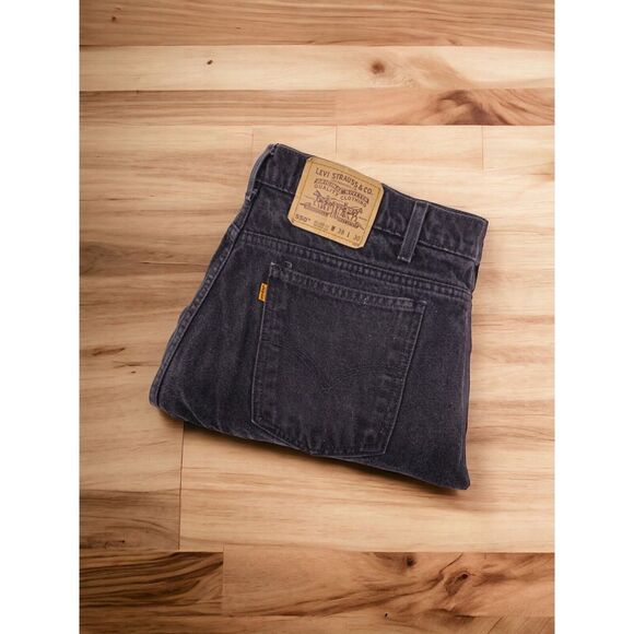 Levi's 550 Jeans Vintage 90s Mens Size 38 Relaxed Tapered Black Denim Orange Tab - Picture 1 of 13